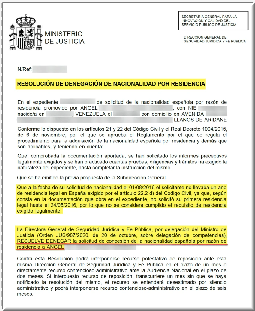 Plazos y tiempos del recurso administrativo para obtener nacionalidad española