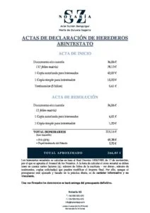 Costo de la declaración de herederos ante notario