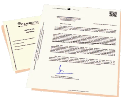 Verifica la recepción de un burofax con asesoría legal