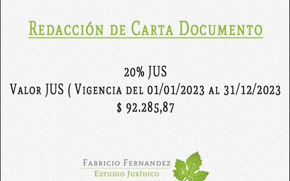 Honorarios de abogados para envío de carta documento