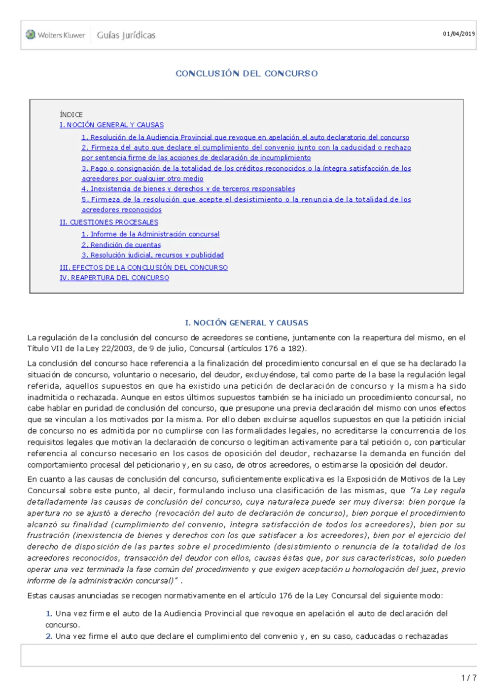 Procedimiento concursal: Guía para una conclusión legal efectiva