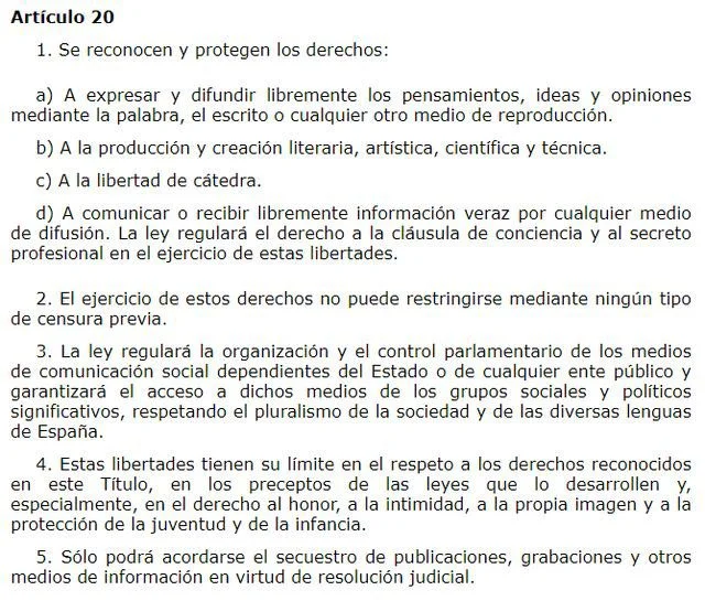Artículo 20 de la Constitución: Análisis de derechos fundamentales