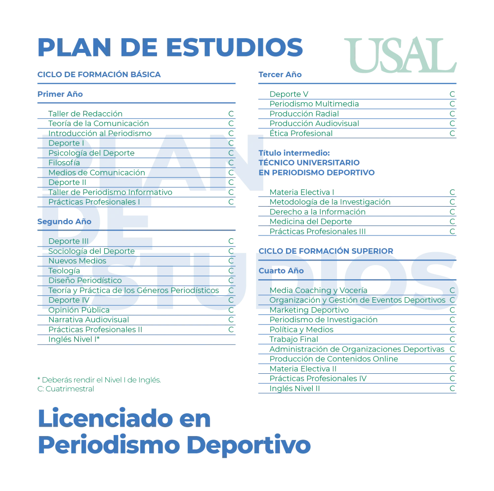 Requisitos para cursar periodismo deportivo dentro de abogacía
